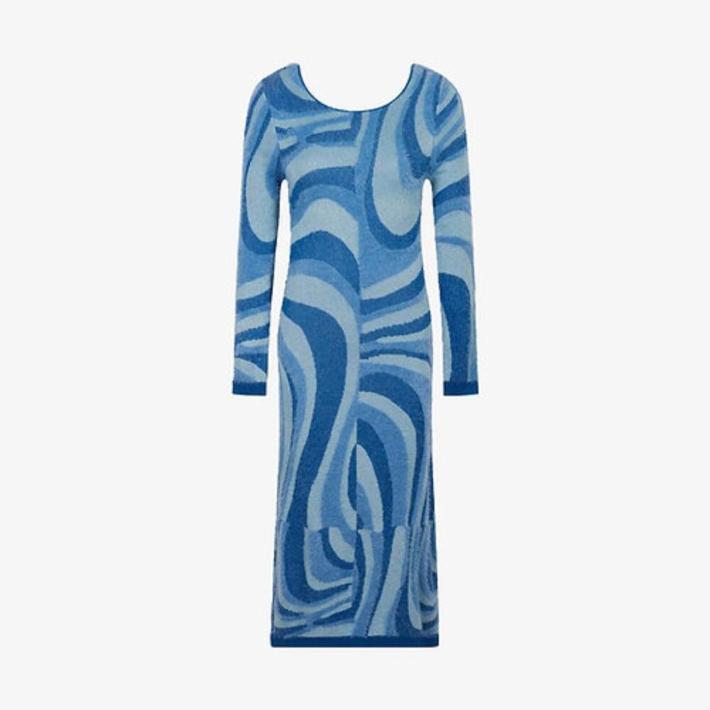 The Blue Moon Knitted Dress with Long Sleeves